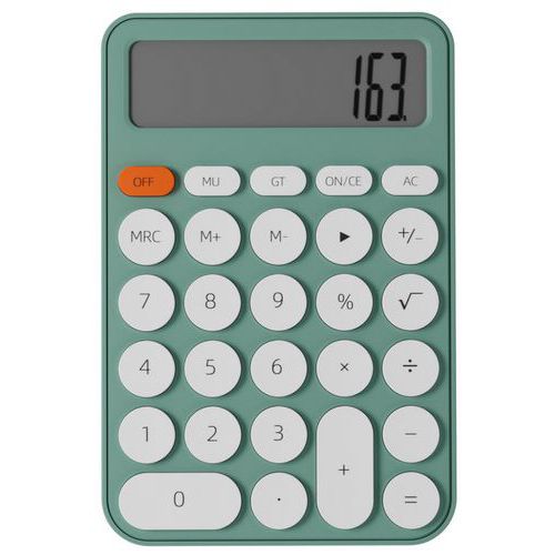 Sign - Calculatrice de bureau 12 chiffres LCD - Verte - Idéale pour le télétravail