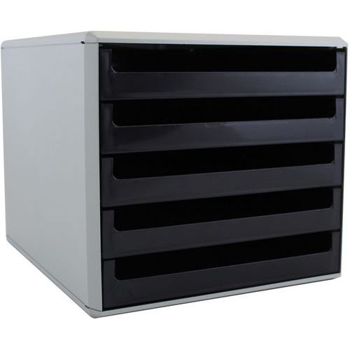 Sign - Module de classement Eco desk 5 tiroirs - Noir Gris - 100% Recyclé - Éco-responsable