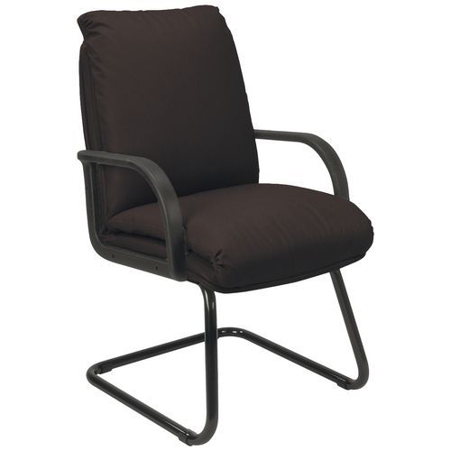Fauteuil visiteur Nadir - Cuir Noir - Piètement Luge Acier - Confort et Design - Livré Monté