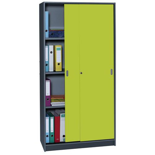 Armoire De Bureau Portes Couli Anthracite Hauteur 180 Cm 9538