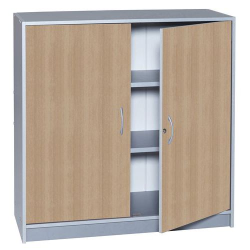 Armoire Bureau H 105cm Corps Coloris Alu Portes Coloris Hêtre