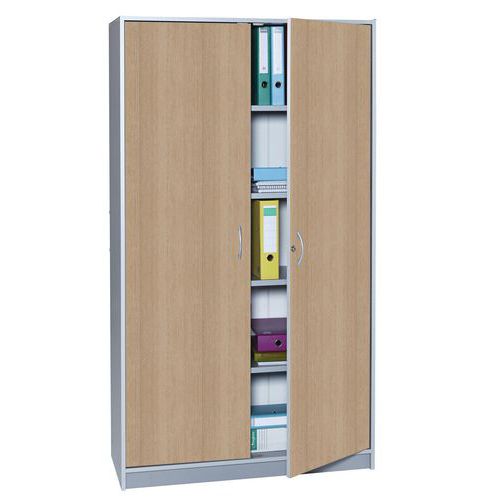 Armoire Bureau H 185cm Corps Coloris Alu Portes Coloris Hêtre