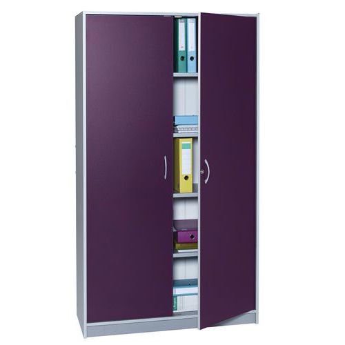 Armoire Bureau H 185cm Corps Coloris Alu Portes Coloris Prune
