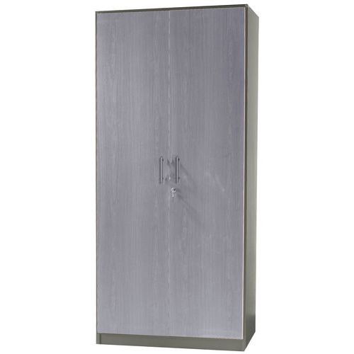 Armoire Majix 2 Portes Battantes Haut. 180 Cm Chêne Gris/alu