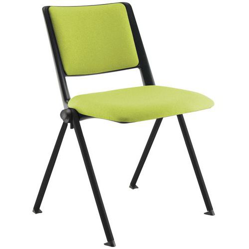 Sokoa - Lot 2 Chaises Match Piètement Noir Assise Tissu Anis - Empilable M1 - Éco-responsable