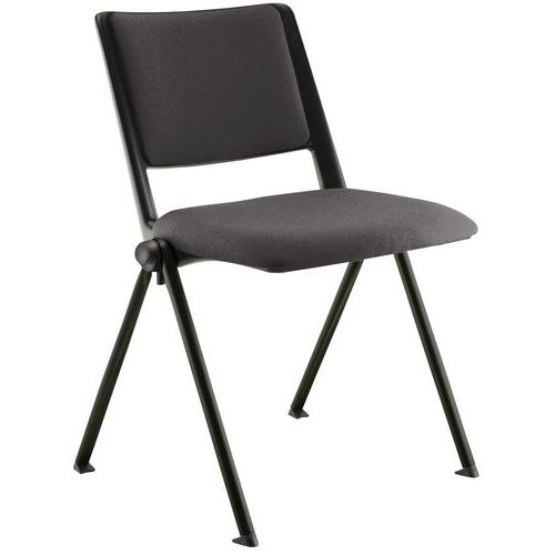 Sokoa - Lot 2 Chaises Match - Piétement Noir Assise Tissu Gris - Empilable M1 - Éco-responsable