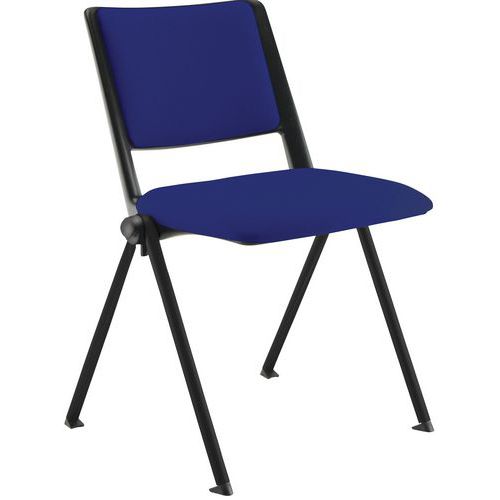 Sokoa - Lot 2 Chaises Match - Piétement Noir Assise Tissu Bleu - Empilable M1 - Éco-responsable