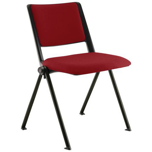 Sokoa - Lot de 2 Chaises Match Rouge - Piétement Noir Tissu M1 - Empilable - Éco-responsable