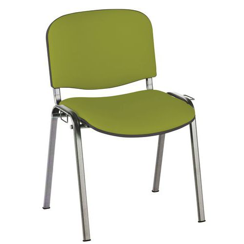 GMCE - Lot de 5 Chaises Cluny Accrochables - Vert Absinthe - Pied Chromé M1 - Empilable