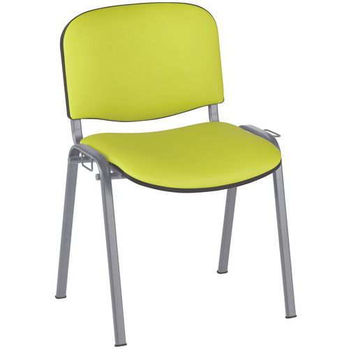 GMCE - Lot de 5 Chaises Cluny Vert Absinthe - Piètement Gris Alu - PVC M1 - Empilable - 46x46cm