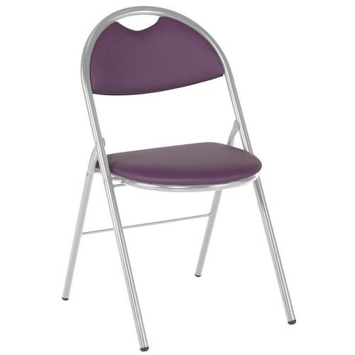 GMCE - Lot de 4 chaises pliantes Clap - PVC M1 Prune & Gris - Assise 42x57cm - Poids 4.2kg - Lavable Éponge
