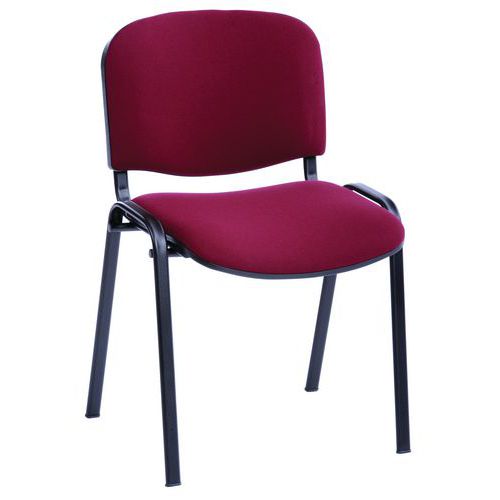 GMCE - Lot de 5 chaises Cluny Bordeaux - Piètement Noir - Assise Tissu - Empilable - 4.5 kg