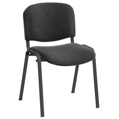 GMCE - Lot de 5 chaises Cluny Gris - Accroche soudée Piètement Noir - Empilable - Confort Tissu - 46x46cm