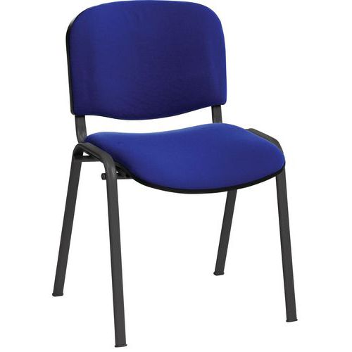 GMCE - Lot de 5 Chaises Cluny Bleu - Tissu, Piètement Noir, Empilable - Confort et Durabilité