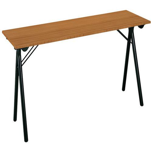 Table pliante Stage 200x40 cm Merisier Pied Noir - Plateau Mélaminé Éco-responsable - 74cm Hauteur - 5 Ans Garantie