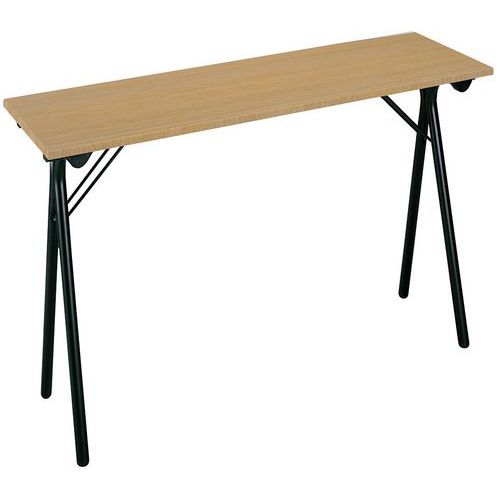 Table pliante Stage 200x40 cm Chêne, Pieds Métal Noir, Éco-responsable, 74cm Hauteur
