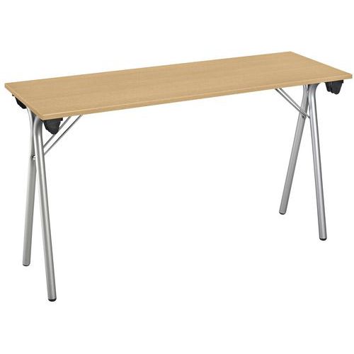 Table pliante Stage 200x40cm Chêne Pieds Alu - 74cm Hauteur - Plateau Mélaminé PEFC - Éco-responsable
