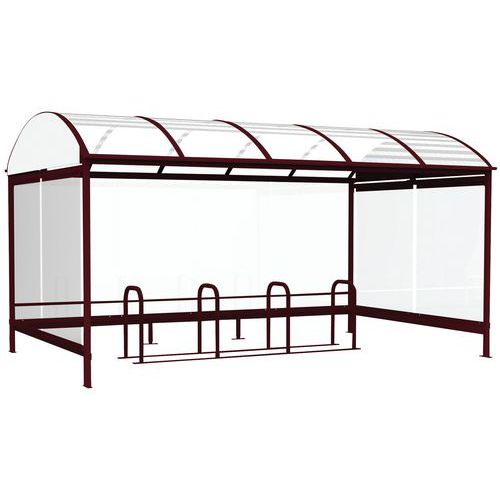 Abri Plus - Abri Vélo/Moto Combrailles Vitré 3 Côtés 4,12x2,43m Anthracite - Polycarbonate Alvéolaire - Support Inclus - Garantie 10 Ans