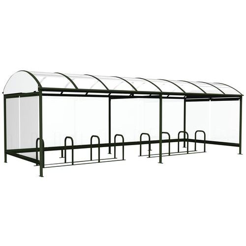 Abri Plus - Abri Vélo/Moto Combrailles Vitré 3 Côtés 8,12x2,43m Anthracite - 2 Supports Inclus - Polycarbonate & Métal - Garantie 10 Ans