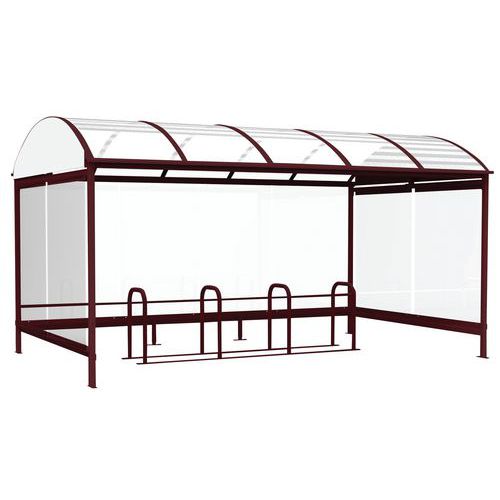 Abri Plus - Abri Vélo/Moto Combrailles Vitré 3 Côtés 4,12x2,43m Vert - 1 Support Inclus - Polycarbonate & Métal - Garantie 10 Ans
