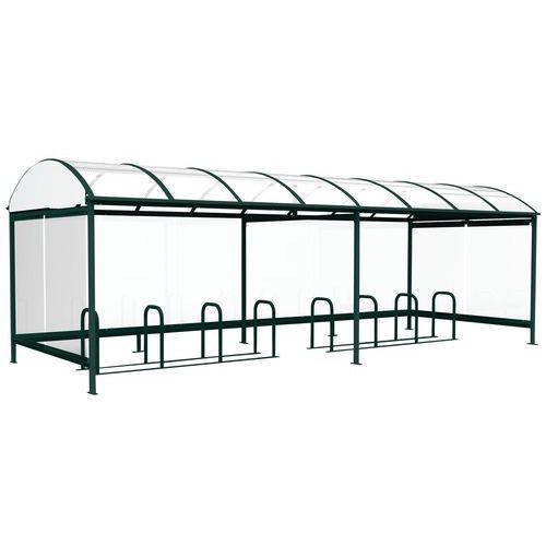 Abri Plus - Abri vélos motos Combrailles vitré 3 côtés - 8,12x2,43m Vert - Polycarbonate - 10 ans garantie