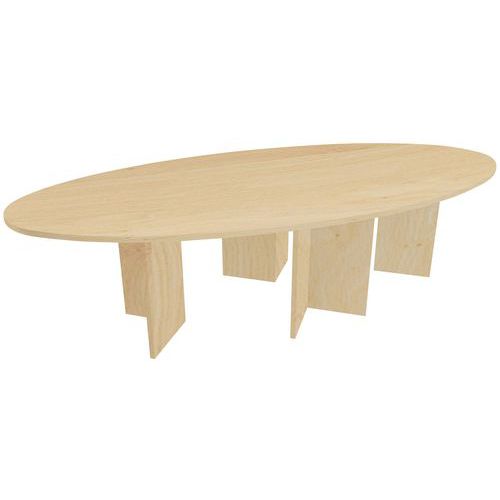 Table Ovale Pieds Croix 280 X 140 Cm Chêne Clair