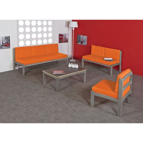 Pack Autize : Chauffeuse 3 Pl+2chauffeuses Structure Taupe Pvc Orange