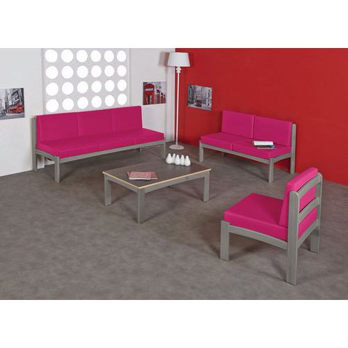 Pack Autize : Chauffeuse 3 Pl+2chauffeuses Structure Taupe Pvc Fucshia