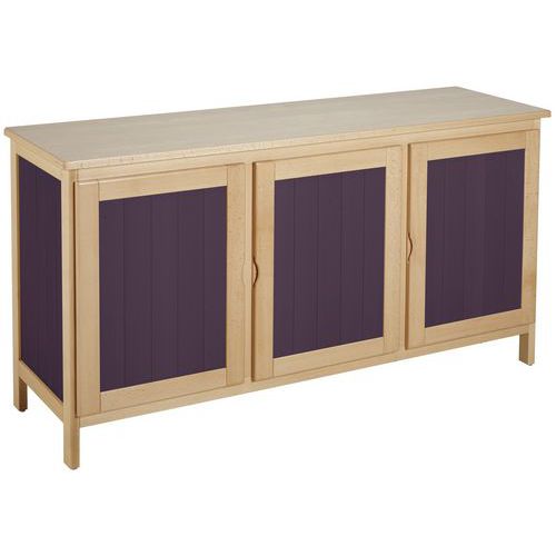 Buffet Parady 3 Pte - Structure Coloris Naturel / Pte Prune