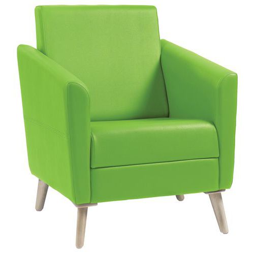 Fauteuil Wind Pieds Bois Dossier Haut Enduit Pvc M2 Vert