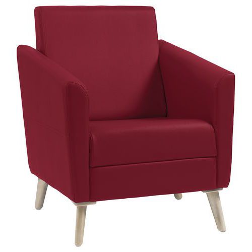 GGI - Fauteuil Wind dossier haut pieds bois M2 Grenat - Espace détente - 1 place - Hêtre massif - Livré monté