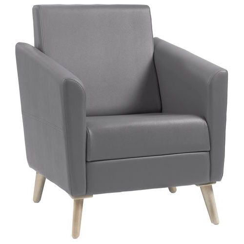 Fauteuil Wind Pieds Bois Dossier Haut Enduit Pvc M2 Brun