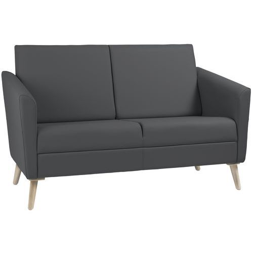 Canapé Wind Pieds Bois Dossier Haut Enduit Pvc M2 Brun