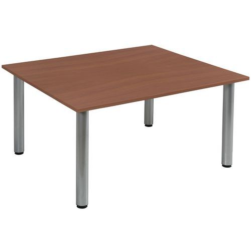 Table Conseil Rect. 140x120 Merisier 4 Pieds 9006 Gris Alu