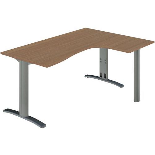 Quadrifoglio - Bureau asymétrique Dalia Noyer/Gris - 180cm - Retour à droite - FSC
