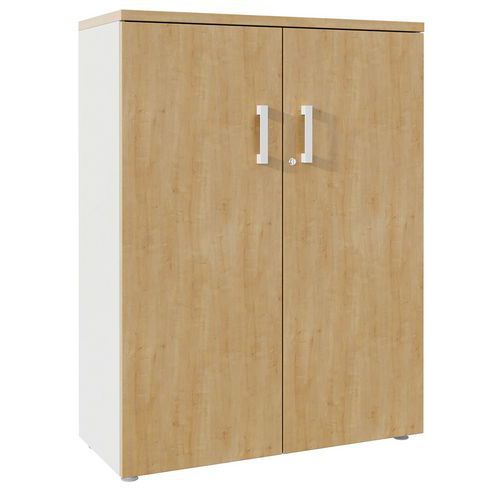 Armoire H133xl100xp45 Cm 3 Tab. Métal Blanc/chêne Authentiqu