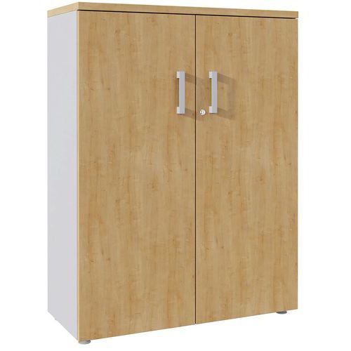 Armoire H133xl100xp45 Cm 3 Tab. Métal Argent/chêne Authentiq