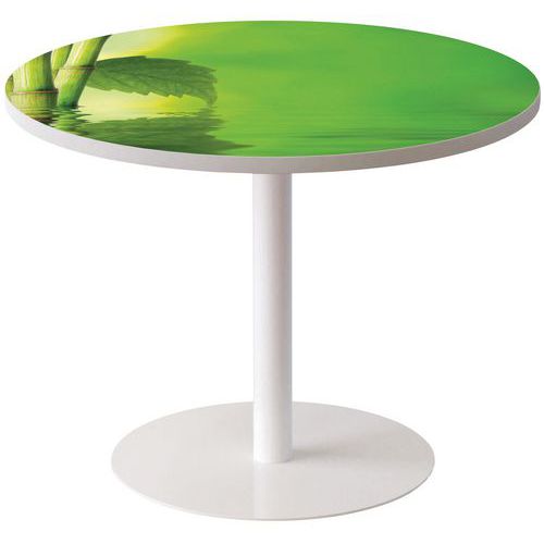 Guéridon Easy Office Bas Pied Métal Plateau Décor Zen