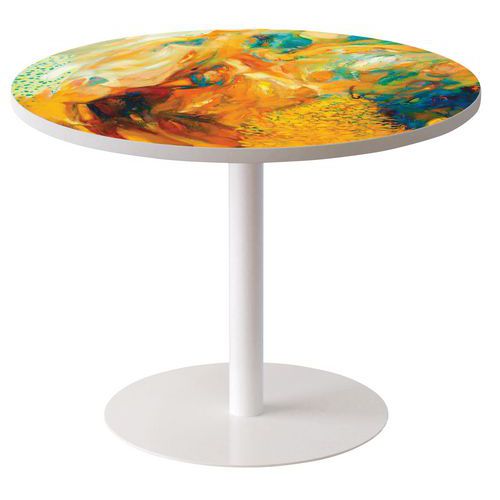 Guéridon Easy Office Bas Pied Métal Plateau Décor Camïeu