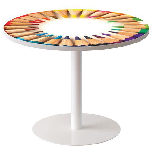 Guéridon Easy Office Bas Pied Métal Plt Crayons De Couleur