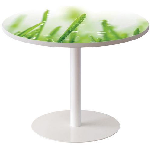 Guéridon Easy Office Bas Pied Métal Plateau Décor Nature