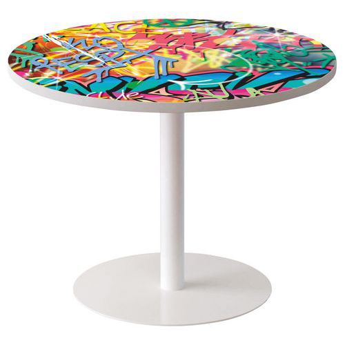 Guéridon Easy Office Bas Pied Métal Plateau Décor Freestyle