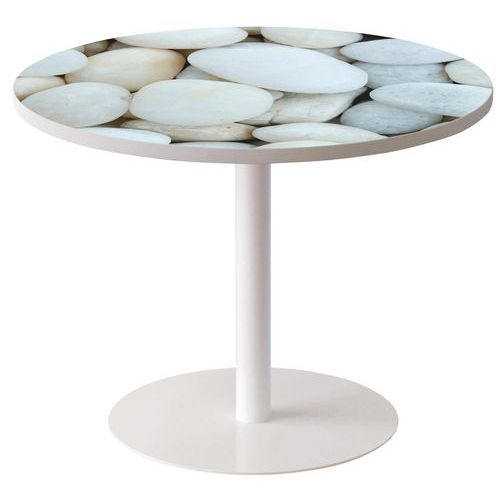 Guéridon Easy Office Bas Pied Métal Plateau Décor Galets