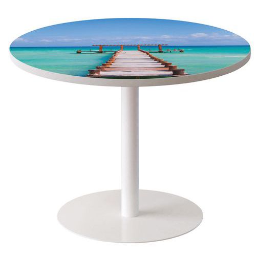 Guéridon Easy Office Bas Pied Métal Plateau Décor Ponton