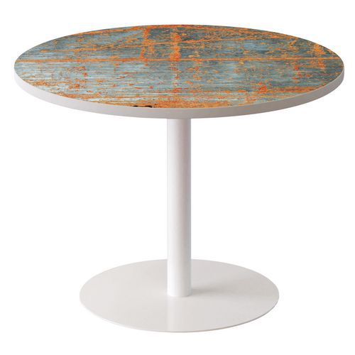 Guéridon Easy Office Bas Pied Métal Plateau Décor Rouille