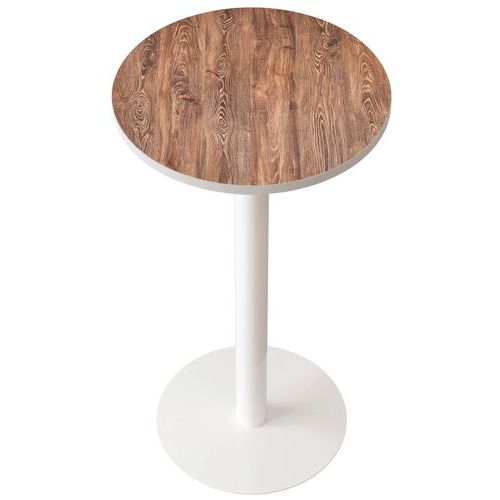 Guéridon Easy Office Haut Pied Métal Plateau Décor Bois