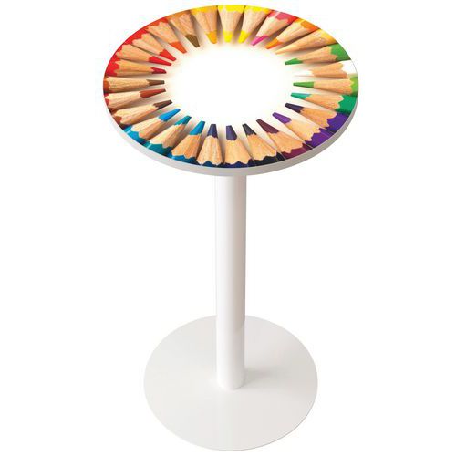 Guéridon Easy Office Haut Pied Métal Plt Crayons De Couleur