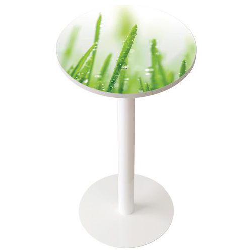 Guéridon Easy Office Haut Pied Métal Plateau Décor Nature