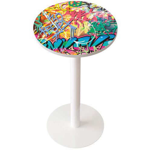 Guéridon Easy Office Haut Pied Métal Plateau Décor Freestyle