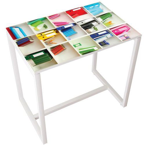 Table Réunion Haute Easy Office 4 Pers. Plateau Décor Bureau